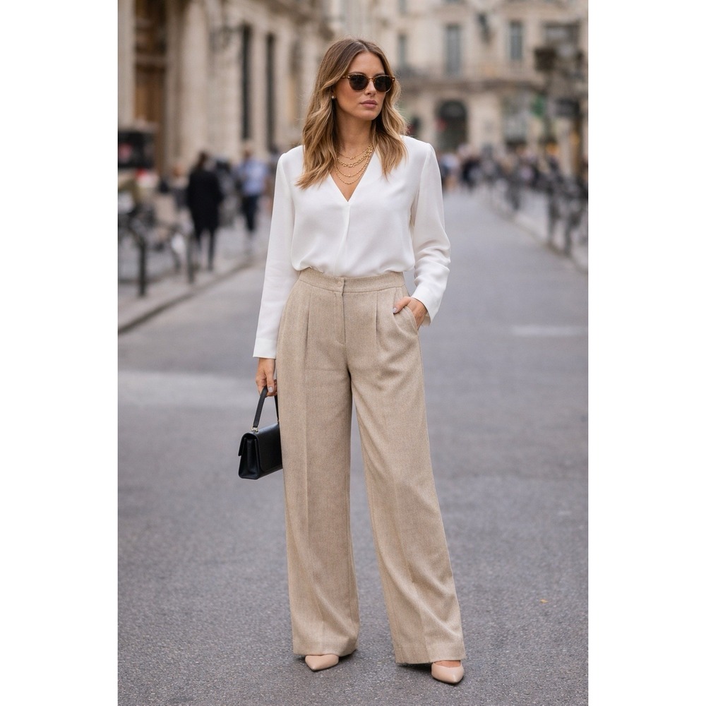 Loulou Studio Juno Virgin Wool Cashmere Trousers Beige Women's Small NWT